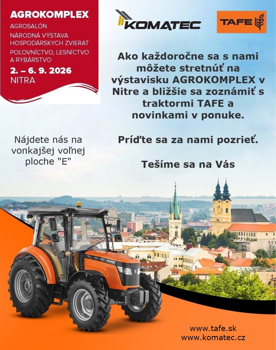 ZVEME VÁS NA VÝSTAVU AGROKOMPLEX 2026 V NITŘE